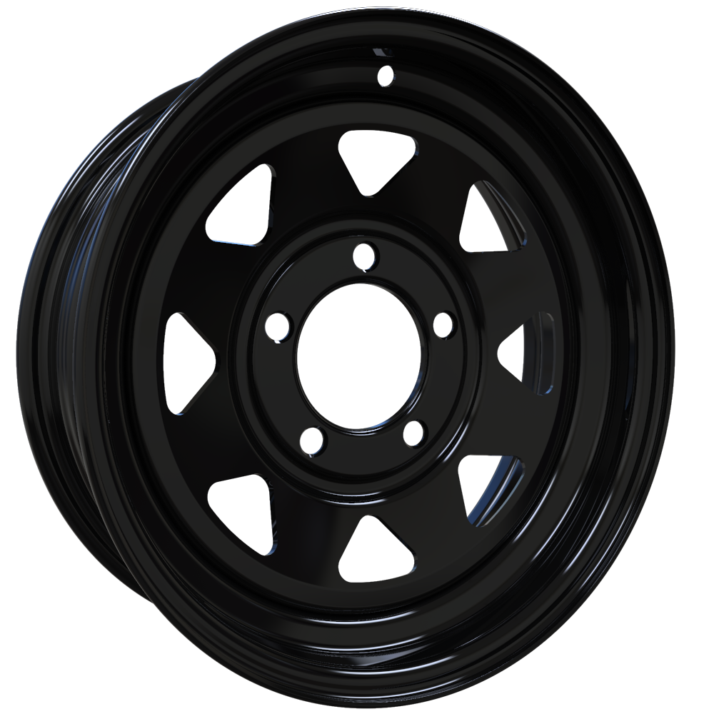 Envy 200GBS Trailer Steel Spoke Gloss Black Rims 16x6 Sprocket