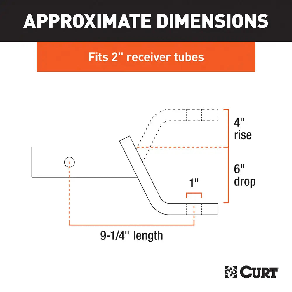 Curt Class 3 Ball Mount (2" Shank, 7,500 lbs, 6" Drop, 9 1/4" Long)