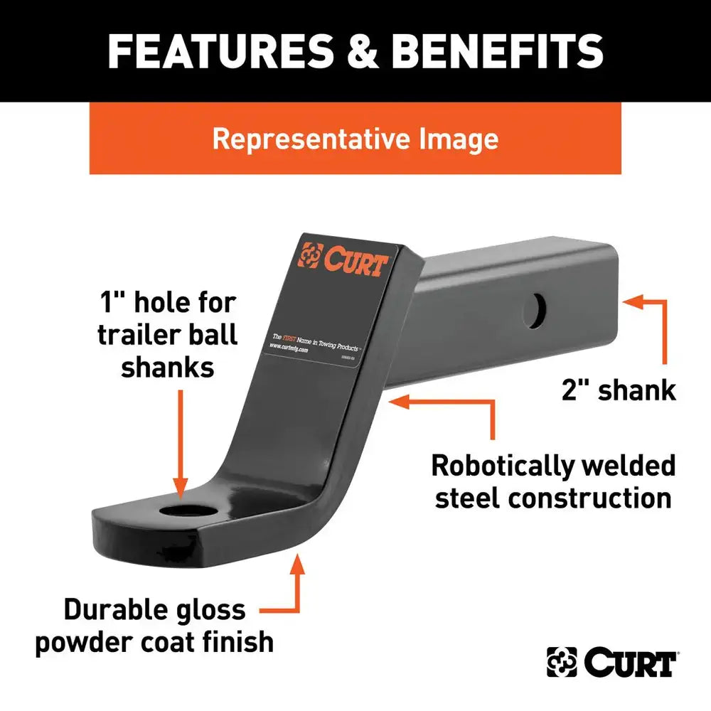 Curt Class 3 Ball Mount (2" Shank, 7,500 lbs, 4" Drop, 8 1/4" Long)