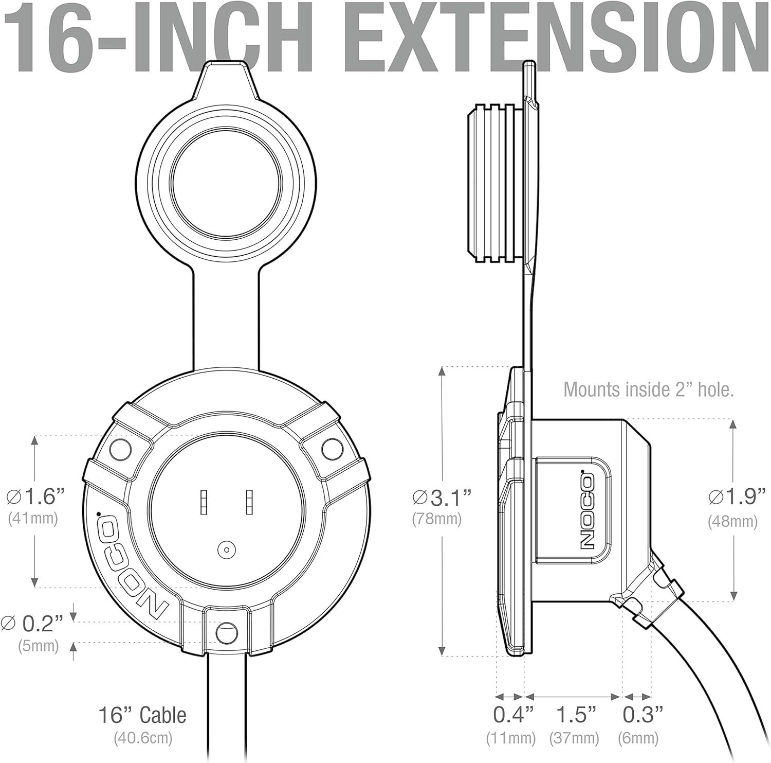 NOCO 15A AC PORT PLUG BLACK