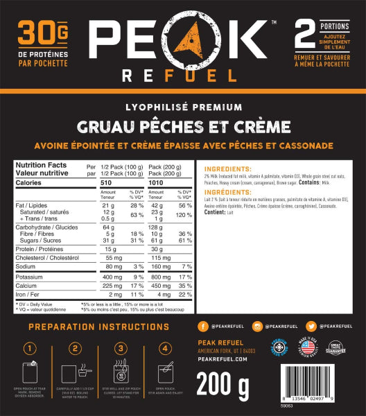 Peak Refuel Creamy Peaches and Oats Meal