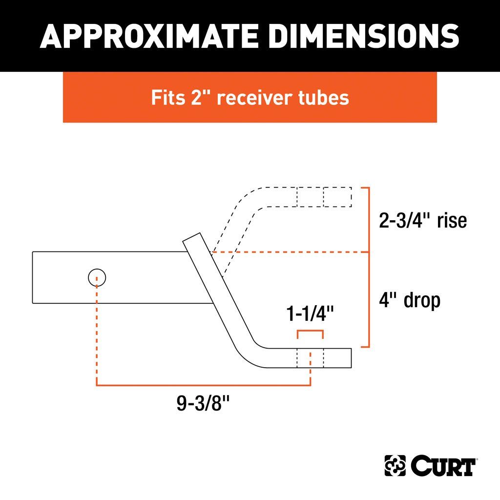 CURT Class 4 Ball Mount (2" Shank, 10,000 lbs, 4" Drop, 9-3/8" Long)