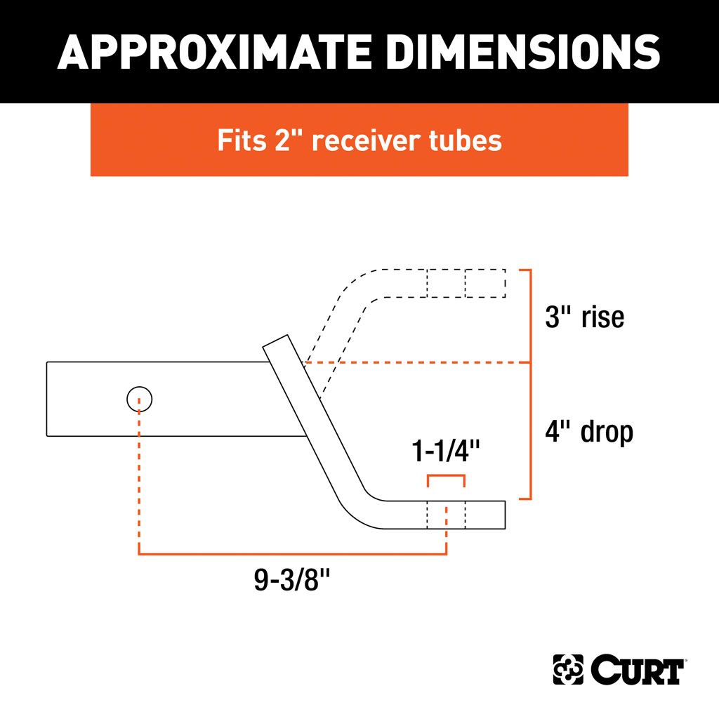 CURT Class 4 Ball mount (2" Shank, 12,000 lbs, 4" Drop, 9-3/8" Long)