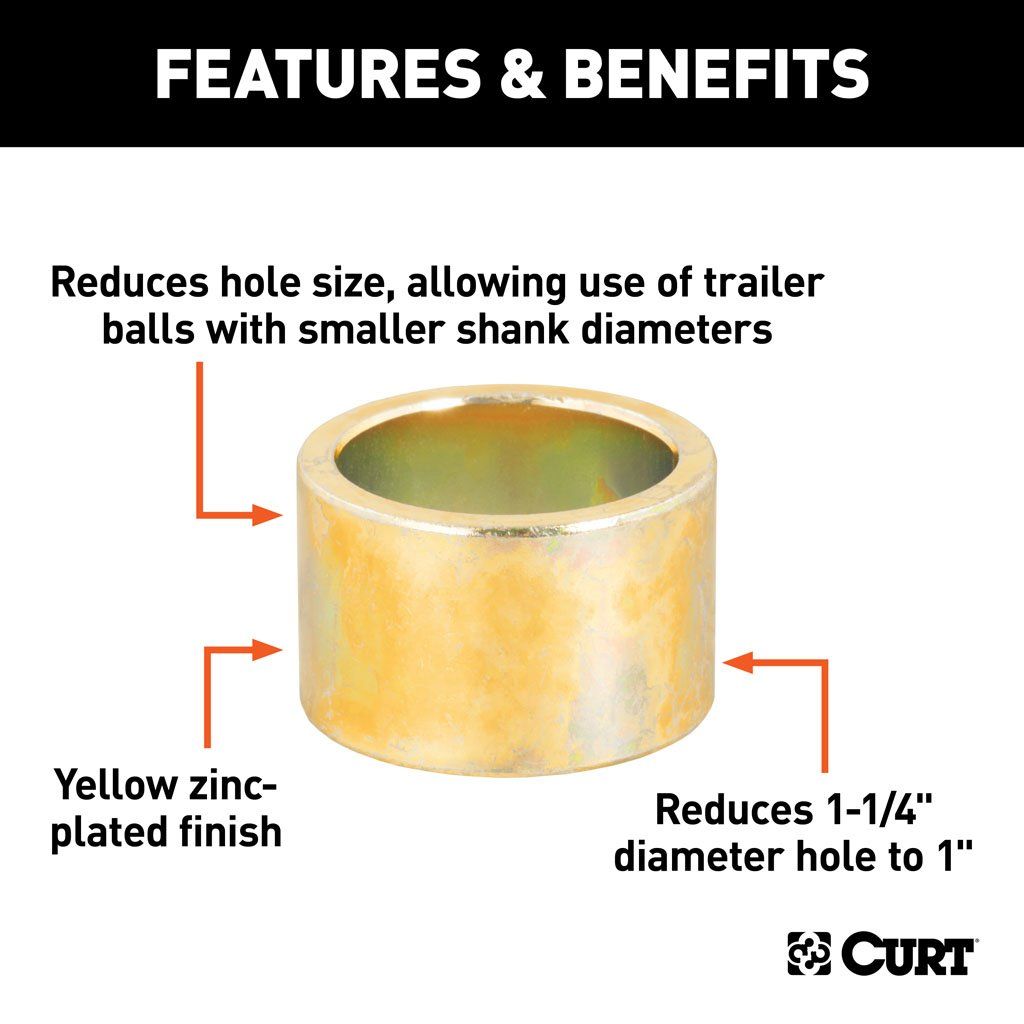 Curt Trailer Ball Reducer Bushing (From 1- 1/4" - 1" Stem)