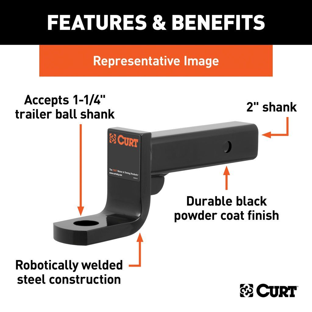 CURT Class 4 Ball Mount (2" Shank, 12,000 lbs, 6" Drop, 9-3/8" Long)