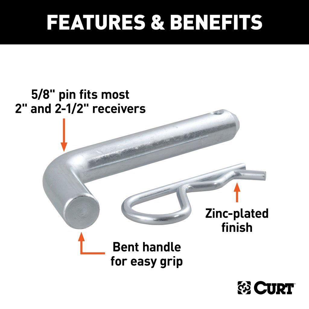 Curt 5/8" Hitch Pin (2" or 2-1/2" Receiver, Zinc)